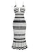Weiß 1970er Streifen Stricken Enges Kleid