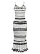 Weiß 1970er Streifen Stricken Enges Kleid