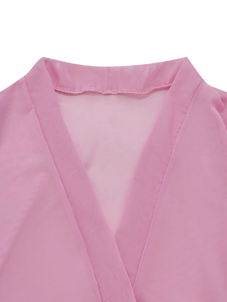 Sekt 1950er Durchsichtig Ausgestellt Ärmel Gürtel Lang Robe