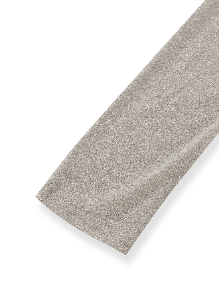 Beige 1980er Glitzer Samt Ausgestellt Rollkragen Jumpsuit