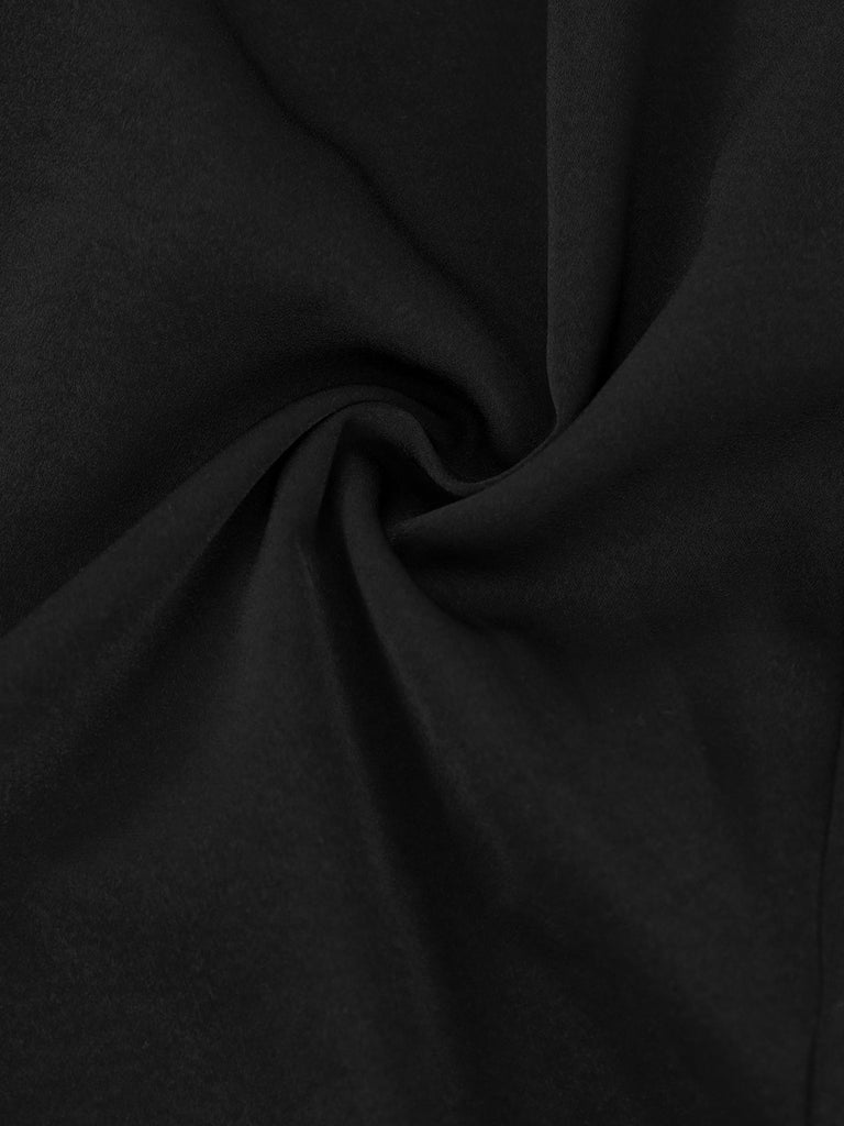 Schwarz 1980er Kontrast Schulterfrei Kleid