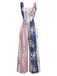 1930er Blumen Farbblock Hohe-Taille Straps Jumpsuit
