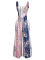1930er Blumen Farbblock Hohe-Taille Straps Jumpsuit