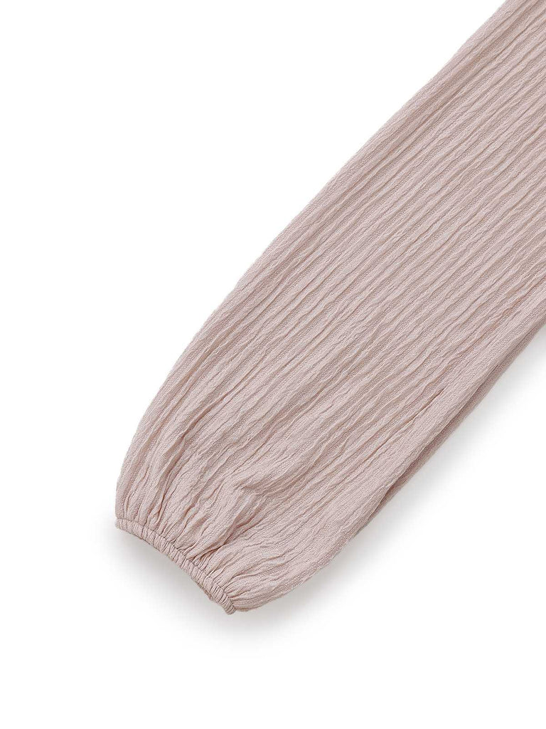 1970er Solide V-Ausschnitt Twist Langarm Jumpsuit