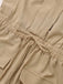Khaki 1930er V-Ausschnitt Tasche Solide Romper