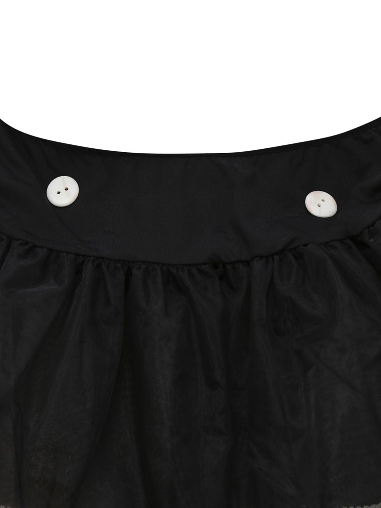 Rot 1980er Polka Dot Kleid & Netz Rock Set