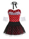 Rot 1980er Polka Dot Kleid & Netz Rock Set