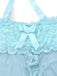 Aqua Blau 1980er Spitze Bogen Dessous Set