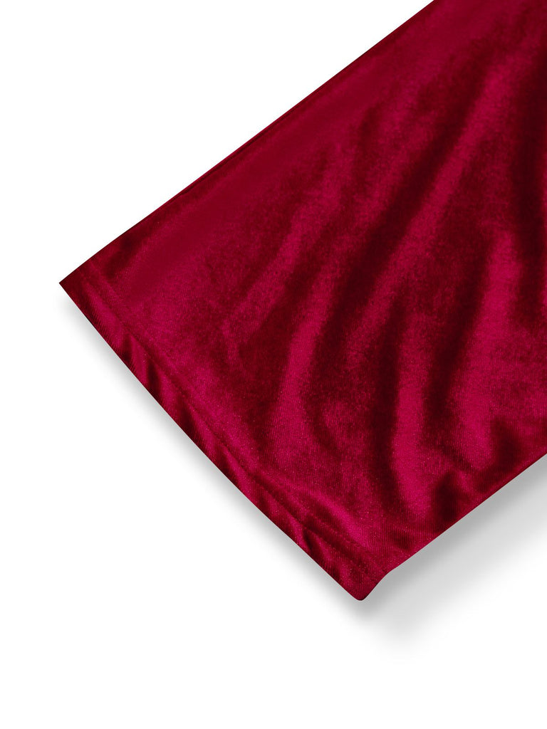 1960er Solide Samt Halbarm Kleid