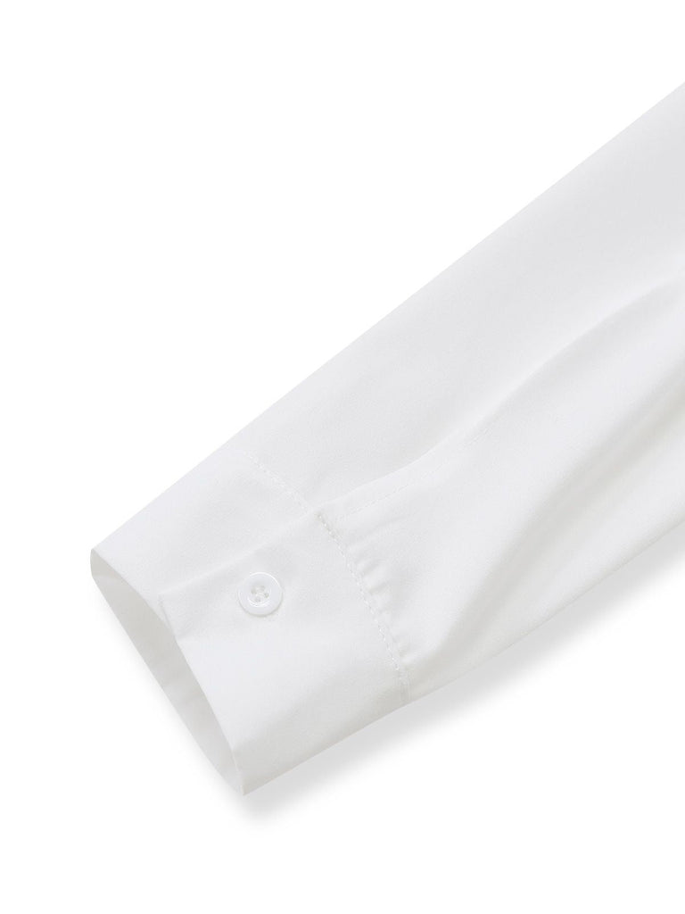 Khaki 1940er Farbblock Revers Durchgeknöpft Midi Kleid