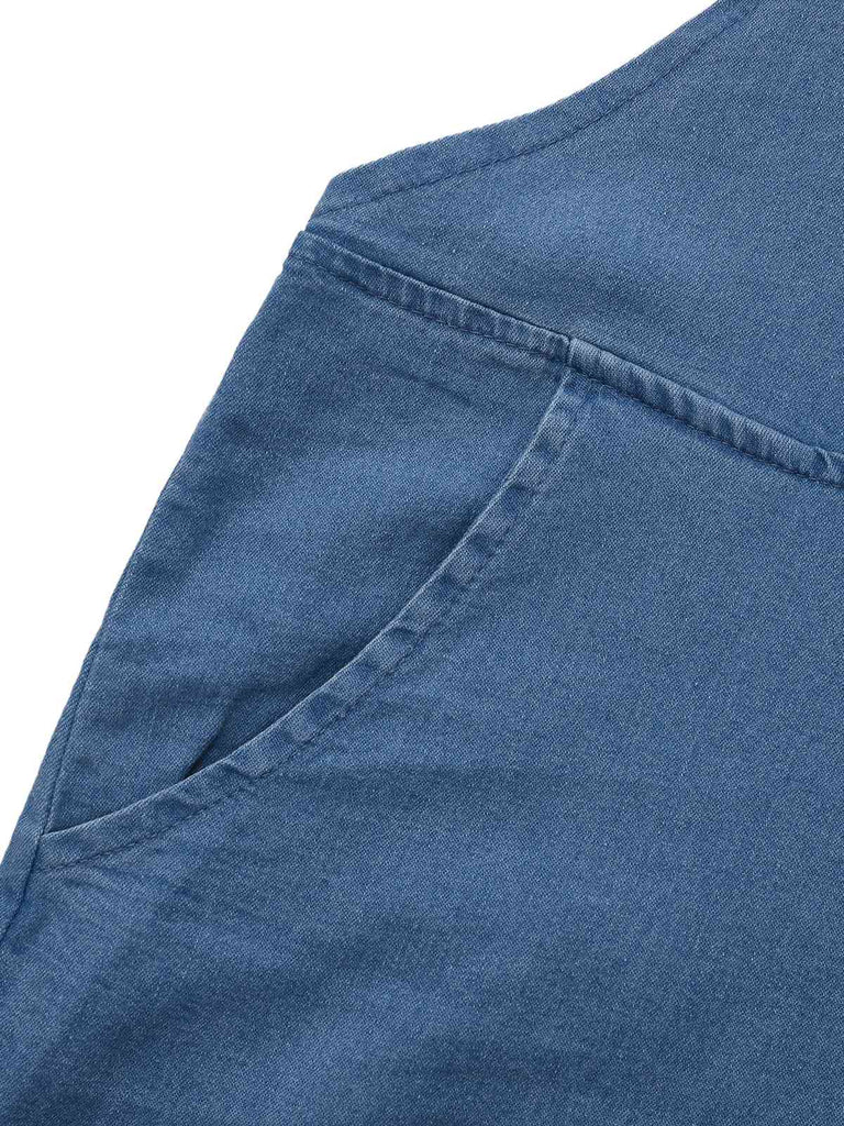 Blue 1950er Bogen Tie Denim Romper