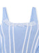 Hellblau 1950er Gingham Spitze Träger Swing Kleid