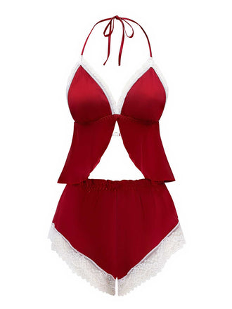 1950er Halter Spitze Satin Pyjama Set