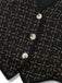 2PCS Schwarz 1970er Tweed Plaids Weste & Shorts