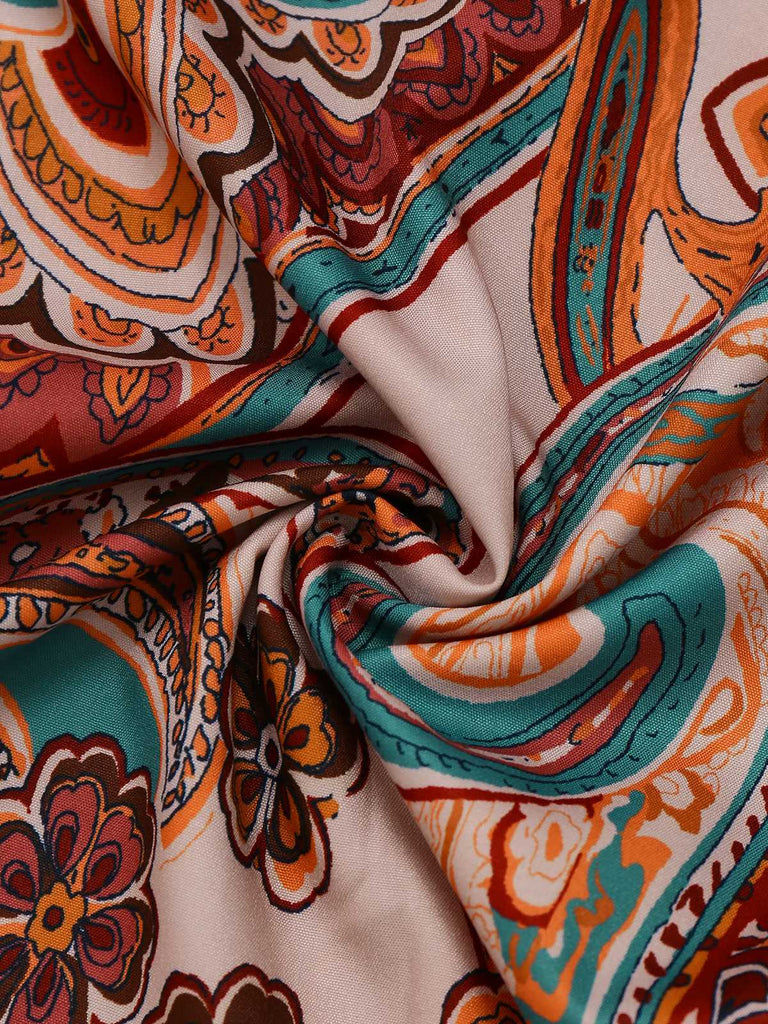 Multicolor 1970er Boho Spaghetti Träger Jumpsuit