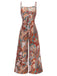 Multicolor 1970er Boho Spaghetti Träger Jumpsuit