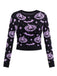 Schwarz 1970er Halloween Kürbis Schläger Strickpullover