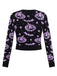 Schwarz 1970er Halloween Kürbis Schläger Strickpullover