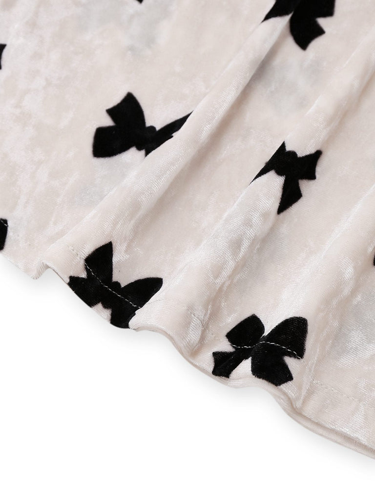 Weiß 1940er Bogen Drucken Samt Pajama Set