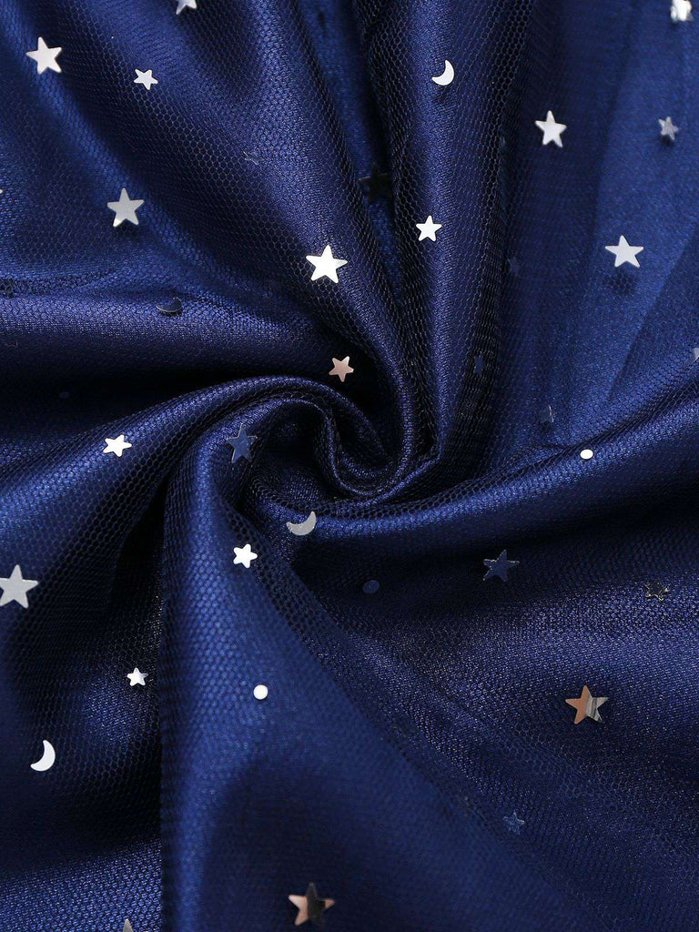 Blau 1970er Halloween Sternenklar Hexe Tüll Kostüm Kleid