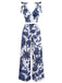 2PCS Blau 1970er Boho Kurzes Top & Hosen