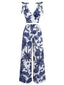 2PCS Blau 1970er Boho Kurzes Top & Hosen