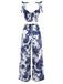 2PCS Blau 1970er Boho Kurzes Top & Hosen