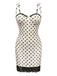 Weiß 1960er Tupfen Spitze Patchwork Enges Kleid