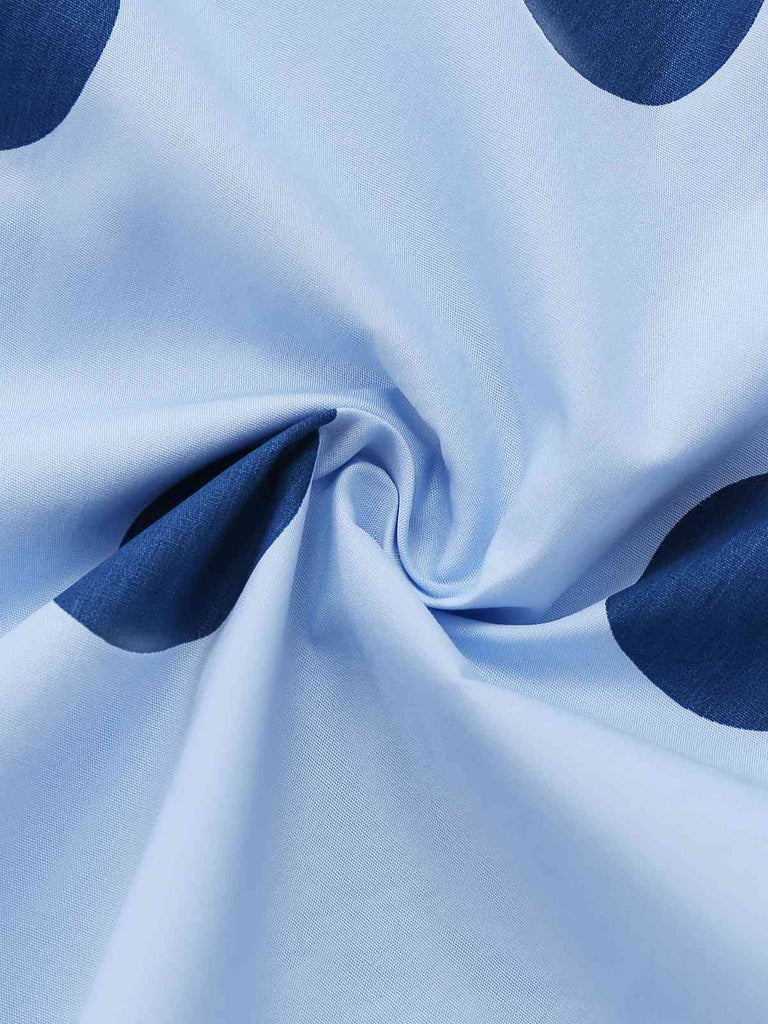 Blau 1940er Polka Punkte Trägerlos Plissiertes Kleid