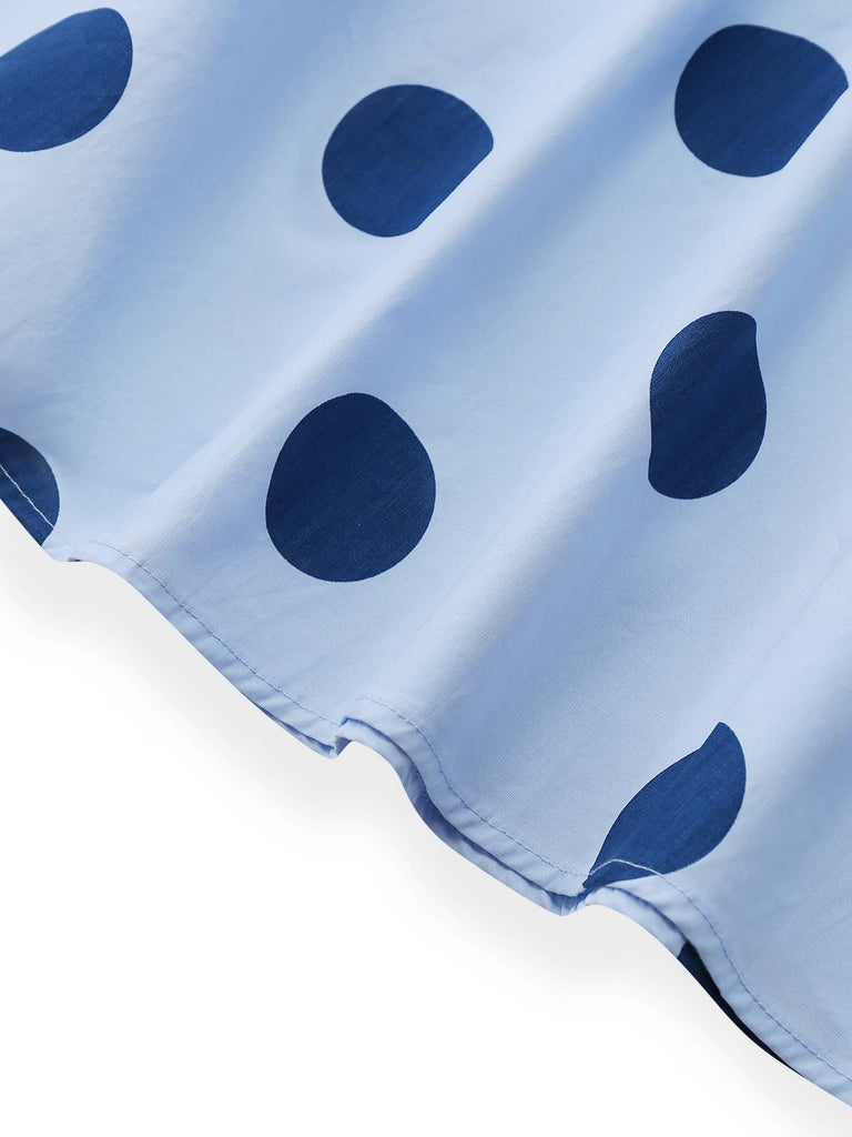 Blau 1940er Polka Punkte Trägerlos Plissiertes Kleid