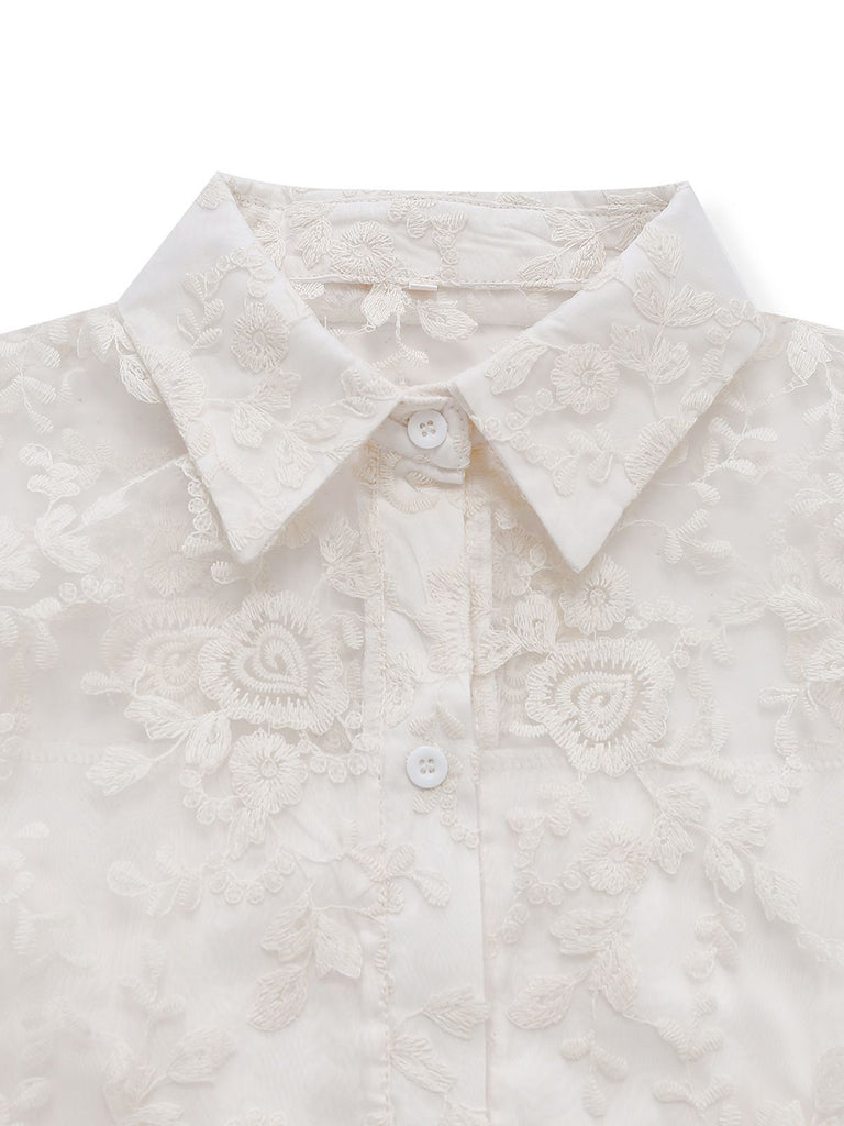 Weiß 1960er Solide Rein Baumwolle Spitze Kleid