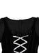 Schwarz 1980er Gothic Das Kreuz Samt 3D-Roses Kleid