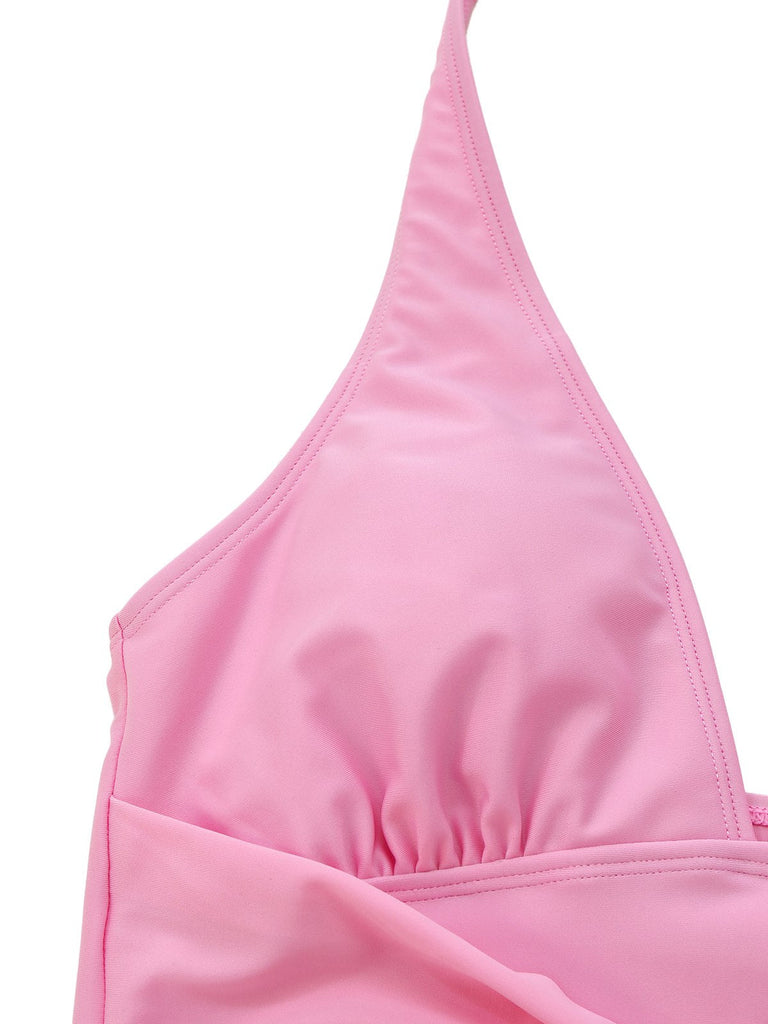 2PCS 1940er Tiefer V Halter Seestern Einteiliger Badeanzug & Cover-Up