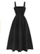 Schwarz 1950er Träger 3D-Gänseblümchen Solide Kleid