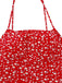 Rot 1960er Kleine Blumen Schnürung Mini Kleid