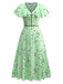 1940er Irregulär Punkte V-Ausschnitt Rüschen Kleid