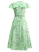 1940er Irregulär Punkte V-Ausschnitt Rüschen Kleid