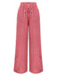Rot 1980er Gingham Plaid Weites Bein Hose