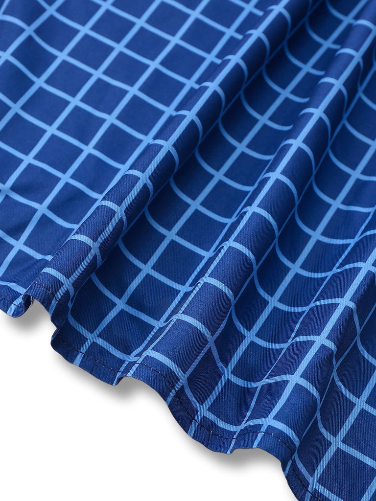 Blau 1940er Plaid Waise Esther Kleid