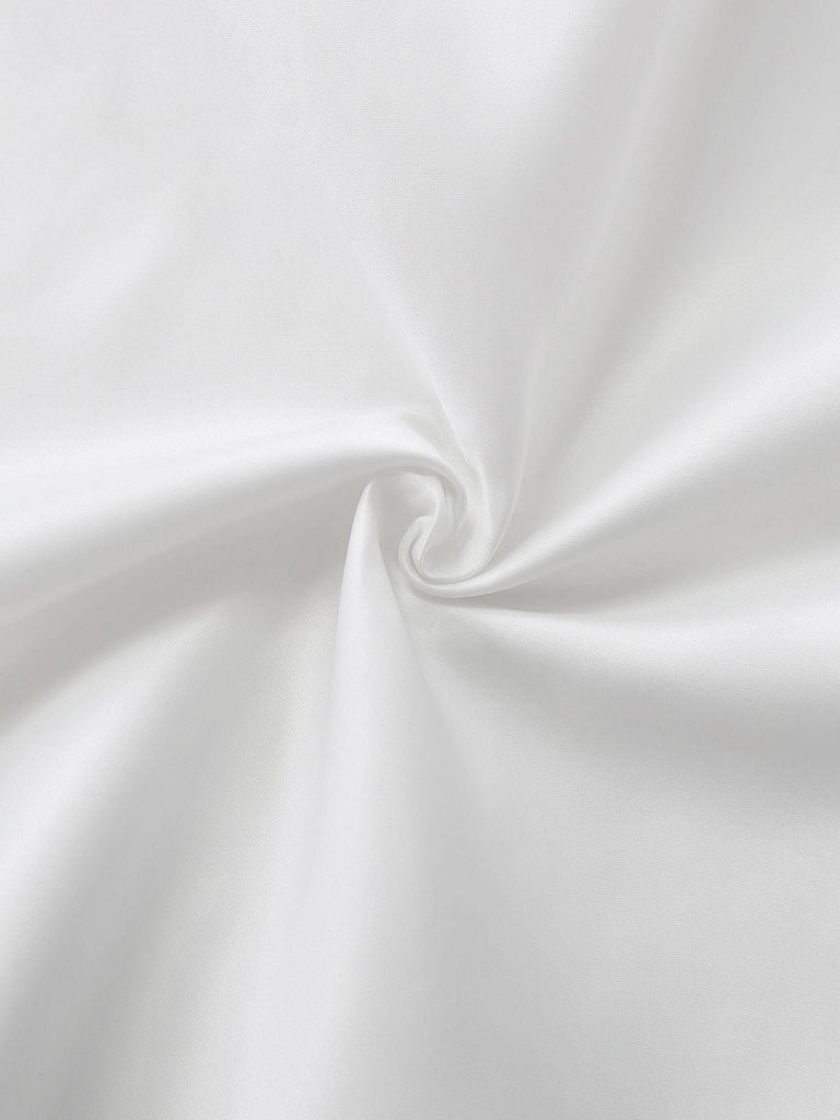 Weiß 1950er Solide Ärmellos V-Ausschnitt Knopf Kleid