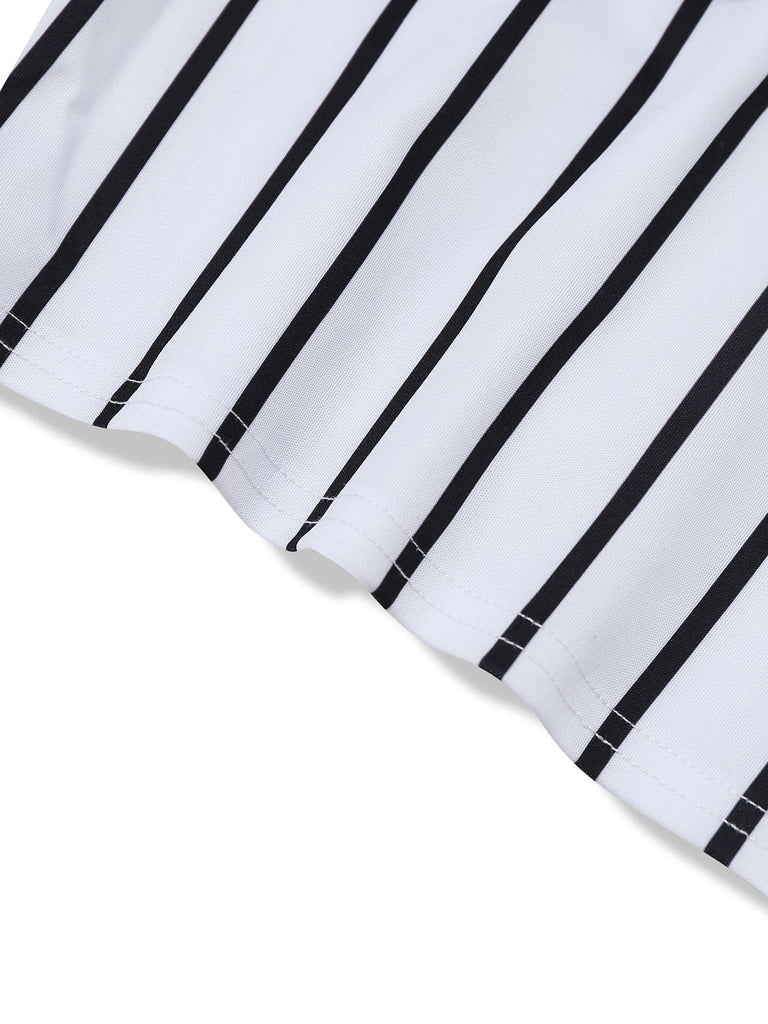 2PCS 1930er Streifen Schulterfrei Top & Fischschwanz Rock