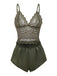 Grün 1950er Solide Spitze & Satin Pyjama Set