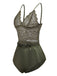 Grün 1950er Solide Spitze & Satin Pyjama Set
