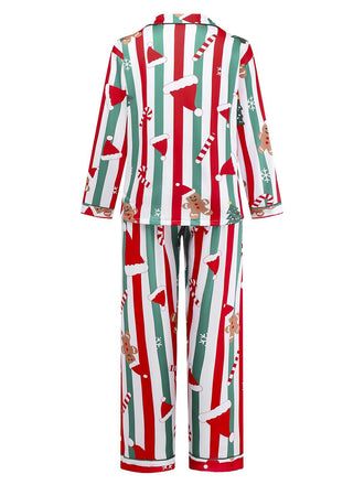 1950er Weihnachten Lebkuchen Zuckerstange Pyjama Set