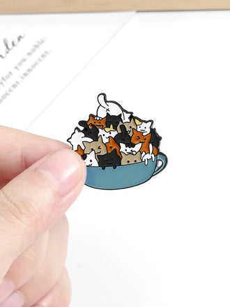Tag des Haustiers Stacking Stapelbare Teetassenkatzen Brosche