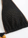 Schwarz 1960er Gestrickt Beaded Bikini Set