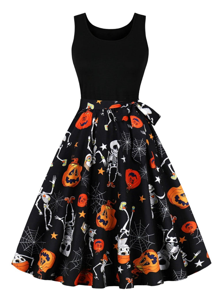 1950er Halloween Patchwork Ärmelloses Kleid