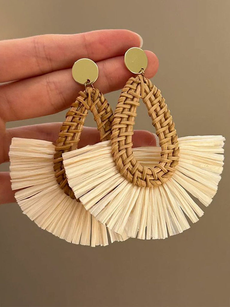 Vintage Pastoralstil Rattan Statement Ohrringe