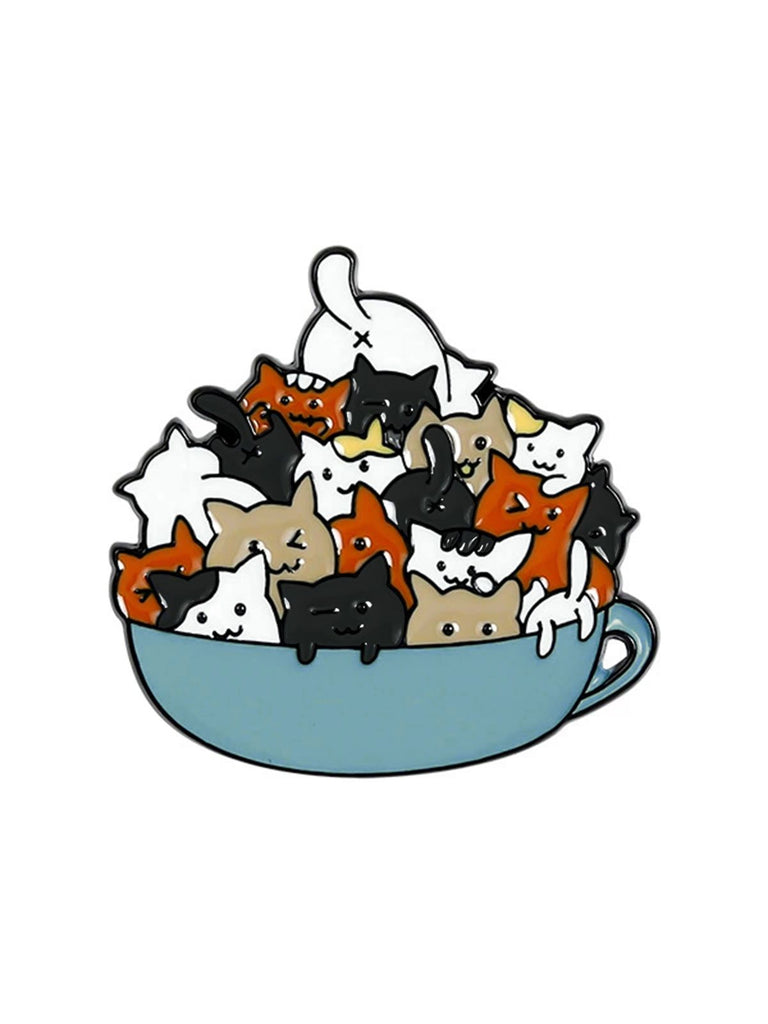 Tag des Haustiers Stacking Stapelbare Teetassenkatzen Brosche