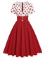 1950er V-Ausschnitt Polka Dots Swing Kleid